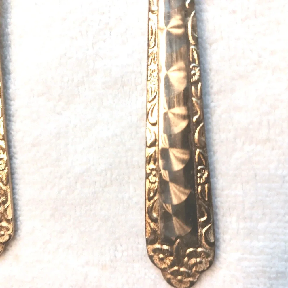 1960s Vntg‎ Gold Electroplated Stainless Cutlery JAPAN FLORAL Modern RARE